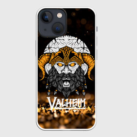 Чехол для iPhone 13 mini с принтом Valheim Viking Gold ,  |  | fantasy | mmo | valheim | valve | валхейм | вальхейм | викинги | выживалка | игра | королевская битва | ммо | ролевая игра | фэнтази