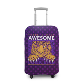 Чехол для чемодана 3D с принтом Awesome Тигр lion like , 86% полиэфир, 14% спандекс | двустороннее нанесение принта, прорези для ручек и колес | Тематика изображения на принте: like | lion | кошка | крупная кошка | лев | текст | тигр | тигр с текстом
