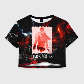 Женская футболка Crop-top 3D с принтом DARKSOULS GAME , 100% полиэстер | круглая горловина, длина футболки до линии талии, рукава с отворотами | dark souls | darksouls | tegunvte | темные души