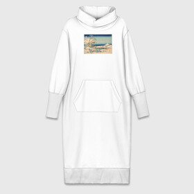 Платье удлиненное хлопок с принтом Снежное утро на реке Коисикава ,  |  | кацусики хокусай | тридцать шесть видов фудзи | фудзи | япония | японская графика