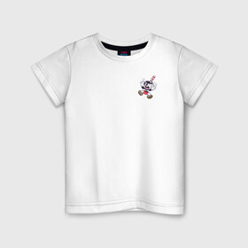 Детская футболка хлопок с принтом Сuphead , 100% хлопок | круглый вырез горловины, полуприлегающий силуэт, длина до линии бедер | cuphead | game | illustration | mugman
