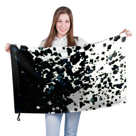 Флаг 3D с принтом KUBIKI , 100% полиэстер | плотность ткани — 95 г/м2, размер — 67 х 109 см. Принт наносится с одной стороны | bricks | абстракция | кубики | молодежное | пестрое | черно белое