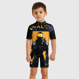 Детский купальный костюм 3D с принтом Halo Chef , Полиэстер 85%, Спандекс 15% | застежка на молнии на спине | game | games | halo | heilo | master chif | spartan | игра | игры | ковенант | ковенанты | мастер чиф | спартанец | хало | хейло | хэйло