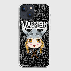 Чехол для iPhone 13 mini с принтом Valheim Girl ,  |  | fantasy | mmo | valheim | valve | валхейм | вальхейм | викинги | выживалка | игра | королевская битва | ммо | ролевая игра | фэнтази