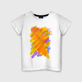 Детская футболка хлопок с принтом Яркость красок , 100% хлопок | круглый вырез горловины, полуприлегающий силуэт, длина до линии бедер | art | orange | print | брызги | краски | принт | пятна | творчество | яркость