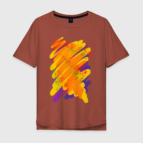 Мужская футболка хлопок Oversize с принтом Яркость красок , 100% хлопок | свободный крой, круглый ворот, “спинка” длиннее передней части | art | orange | print | брызги | краски | принт | пятна | творчество | яркость