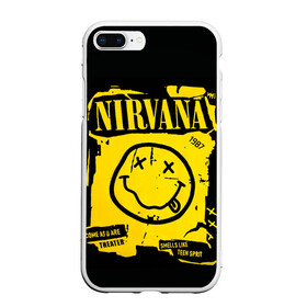 Чехол для iPhone 7Plus/8 Plus матовый с принтом Nirvana 1987 , Силикон | Область печати: задняя сторона чехла, без боковых панелей | Тематика изображения на принте: album | curt | kobain | logo | music | nevermind | nirvana | rock | smells like | smile | teen spirit | альбом | гитара | курт кобейн | логотип | музыка | невермайнд | нирвана | рок | смайл | стикер