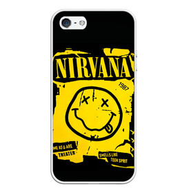 Чехол для iPhone 5/5S матовый с принтом Nirvana 1987 , Силикон | Область печати: задняя сторона чехла, без боковых панелей | Тематика изображения на принте: album | curt | kobain | logo | music | nevermind | nirvana | rock | smells like | smile | teen spirit | альбом | гитара | курт кобейн | логотип | музыка | невермайнд | нирвана | рок | смайл | стикер