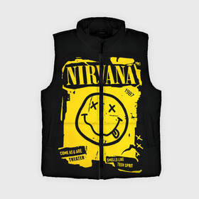 Женский жилет утепленный 3D с принтом Nirvana 1987 ,  |  | album | curt | kobain | logo | music | nevermind | nirvana | rock | smells like | smile | teen spirit | альбом | гитара | курт кобейн | логотип | музыка | невермайнд | нирвана | рок | смайл | стикер
