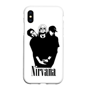 Чехол для iPhone XS Max матовый с принтом Nirvana Группа , Силикон | Область печати: задняя сторона чехла, без боковых панелей | Тематика изображения на принте: album | curt | kobain | music | nevermind | nirvana | rock | smells like | teen spirit | альбом | гитара | курт кобейн | музыка | невермайнд | нирвана | рок