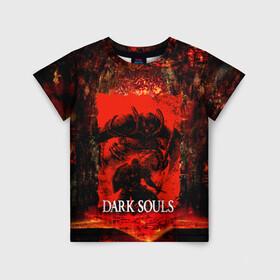 Детская футболка 3D с принтом DARK SOULS GAME STORY , 100% гипоаллергенный полиэфир | прямой крой, круглый вырез горловины, длина до линии бедер, чуть спущенное плечо, ткань немного тянется | Тематика изображения на принте: dark souls | darksouls | tegunvte | темные души