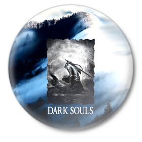 Значок с принтом DARKSOULS WINTER ,  металл | круглая форма, металлическая застежка в виде булавки | Тематика изображения на принте: dark souls | darksouls | tegunvte | темные души