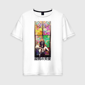 Женская футболка хлопок Oversize с принтом Ангел кровопролития , 100% хлопок | свободный крой, круглый ворот, спущенный рукав, длина до линии бедер
 | angels of death | anime | satsuriku no tenshi | ангел кровопролития | аниме