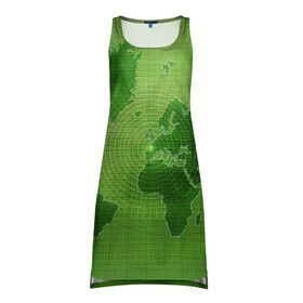 Платье-майка 3D с принтом Карта мира , 100% полиэстер | полуприлегающий силуэт, широкие бретели, круглый вырез горловины, удлиненный подол сзади. | глобус | земля | карта | карта мира | континенты | материки | мир | планета | цифры