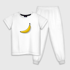 Детская пижама хлопок с принтом Самый обычный банан , 100% хлопок |  брюки и футболка прямого кроя, без карманов, на брюках мягкая резинка на поясе и по низу штанин
 | Тематика изображения на принте: banana | банан | еда | минимализм | тропический | фрукт