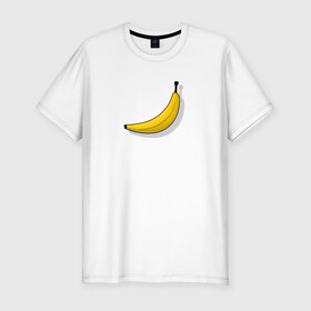 Мужская футболка хлопок Slim с принтом Самый обычный банан , 92% хлопок, 8% лайкра | приталенный силуэт, круглый вырез ворота, длина до линии бедра, короткий рукав | banana | банан | еда | минимализм | тропический | фрукт
