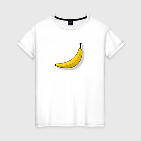 Женская футболка хлопок с принтом Самый обычный банан , 100% хлопок | прямой крой, круглый вырез горловины, длина до линии бедер, слегка спущенное плечо | banana | банан | еда | минимализм | тропический | фрукт