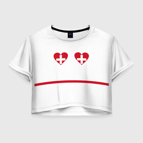 Женская футболка Crop-top 3D с принтом Медсестра , 100% полиэстер | круглая горловина, длина футболки до линии талии, рукава с отворотами | Тематика изображения на принте: врач | красный крест | лучшая | медсестра | прикол | самая