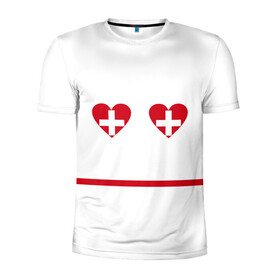 Мужская футболка 3D спортивная с принтом Медсестра , 100% полиэстер с улучшенными характеристиками | приталенный силуэт, круглая горловина, широкие плечи, сужается к линии бедра | Тематика изображения на принте: врач | красный крест | лучшая | медсестра | прикол | самая