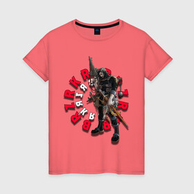 Женская футболка хлопок с принтом BRZRKR - Сын Бога , 100% хлопок | прямой крой, круглый вырез горловины, длина до линии бедер, слегка спущенное плечо | берсеркер | воитель | киану | оружие | прицел | ривз