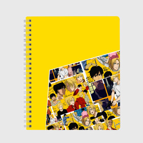 Тетрадь с принтом Banana Fish , 100% бумага | 48 листов, плотность листов — 60 г/м2, плотность картонной обложки — 250 г/м2. Листы скреплены сбоку удобной пружинной спиралью. Уголки страниц и обложки скругленные. Цвет линий — светло-серый
 | banana fish | аниме | банана фиш | банановая рыба | приключение | эш