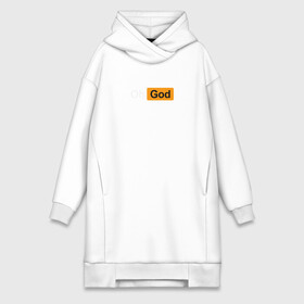 Платье-худи хлопок с принтом Oh, God ,  |  | god | logo | minimalism | минимализм | надпись | о боже