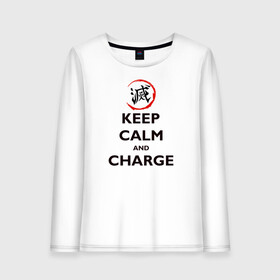 Женский лонгслив хлопок с принтом KEEP CALM and CHARGE , 100% хлопок |  | demon slayer | kamado | kimetsu no yaiba | nezuko | tanjiro | аниме | гию томиока | зеницу агацума | иноске хашибира | камадо | клинок | корзинная девочка | манга | музан кибуцуджи | незуко | рассекающий демонов | танджиро