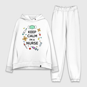 Женский костюм хлопок Oversize с принтом Keep Calm... Медсестра ,  |  | keep calm | nurse | врач | день медработника | день медсестры | медик | медицина | медработник | медсестра | прикол