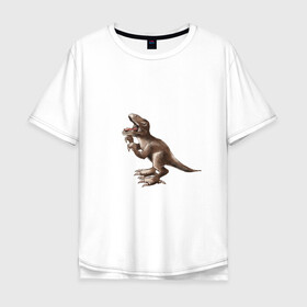 Мужская футболка хлопок Oversize с принтом Тираннозавр , 100% хлопок | свободный крой, круглый ворот, “спинка” длиннее передней части | арт | динозавры | принт | рекс | юрский период