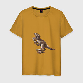Мужская футболка хлопок с принтом Тираннозавр , 100% хлопок | прямой крой, круглый вырез горловины, длина до линии бедер, слегка спущенное плечо. | арт | динозавры | принт | рекс | юрский период