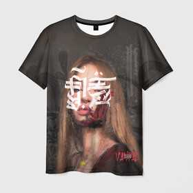 Мужская футболка 3D с принтом Гранж каллиграфия. , 100% полиэфир | прямой крой, круглый вырез горловины, длина до линии бедер | girl. | graffiti | граффити | девушка | каллиграфия