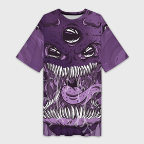 Платье-футболка 3D с принтом Инопланетное чудовище ,  |  | alien | cosplay | horror | merch | monster | movie | outer space | spooky | ufo | другое измерение | зубы | инопланетянин | кино | космос | косплей | много глаз | монстр | нло | параллельные миры | пасть | пришелец | слюни | ужасы