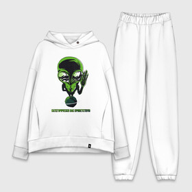 Женский костюм хлопок Oversize с принтом Категорически вас приветствую ,  |  | alien | green | grey | hand | outer space | planet | space | spooky | ufo | universe | большие глаза | другое измерение | зелёный | инопланетянин | контакт | космос | машет рукой | нло | параллельные миры | планета | приветствие