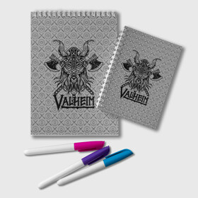 Блокнот с принтом Valheim Viking dark , 100% бумага | 48 листов, плотность листов — 60 г/м2, плотность картонной обложки — 250 г/м2. Листы скреплены удобной пружинной спиралью. Цвет линий — светло-серый
 | Тематика изображения на принте: fantasy | mmo | valheim | valve | валхейм | вальхейм | викинги | выживалка | игра | королевская битва | ммо | ролевая игра | фэнтази