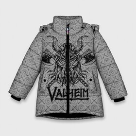 Зимняя куртка для девочек 3D с принтом Valheim Viking dark , ткань верха — 100% полиэстер; подклад — 100% полиэстер, утеплитель — 100% полиэстер. | длина ниже бедра, удлиненная спинка, воротник стойка и отстегивающийся капюшон. Есть боковые карманы с листочкой на кнопках, утяжки по низу изделия и внутренний карман на молнии. 

Предусмотрены светоотражающий принт на спинке, радужный светоотражающий элемент на пуллере молнии и на резинке для утяжки. | fantasy | mmo | valheim | valve | валхейм | вальхейм | викинги | выживалка | игра | королевская битва | ммо | ролевая игра | фэнтази