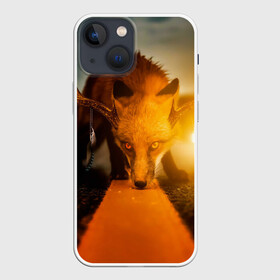 Чехол для iPhone 13 mini с принтом Лиса с рогами оленя ,  |  | fox | foxy | животное | звери | лиса | лисенок | лисичка | милая | рыжая | фокс
