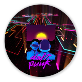 Коврик для мышки круглый с принтом Daft Punk Electrix , резина и полиэстер | круглая форма, изображение наносится на всю лицевую часть | Тематика изображения на принте: by craig drake | daft punk | madeinkipish | thomas bangalter | дафт панк | маски | тома и ги мануэль