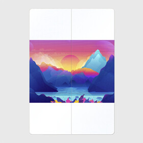Магнитный плакат 2Х3 с принтом Красочные Горы , Полимерный материал с магнитным слоем | 6 деталей размером 9*9 см | горы | красочные горы | минимализм | море | небо | природа | рисунок | солнце