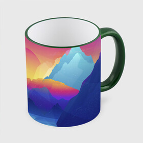 Кружка с принтом Красочные Горы , керамика | ёмкость 330 мл | горы | красочные горы | минимализм | море | небо | природа | рисунок | солнце