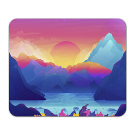 Коврик для мышки прямоугольный с принтом Красочные Горы , натуральный каучук | размер 230 х 185 мм; запечатка лицевой стороны | горы | красочные горы | минимализм | море | небо | природа | рисунок | солнце