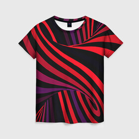 Женская футболка 3D с принтом Оптическая иллюзия , 100% полиэфир ( синтетическое хлопкоподобное полотно) | прямой крой, круглый вырез горловины, длина до линии бедер | абстракция | геометрия | градиент | иллюзия | линии | спираль | труба