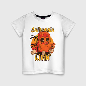 Детская футболка хлопок с принтом California ice cream , 100% хлопок | круглый вырез горловины, полуприлегающий силуэт, длина до линии бедер | art | california | ice cream | palm trees | summer | sunset | арт | закат | калифорния | лето | мороженое | пальмы