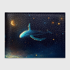 Обложка для студенческого билета с принтом СИНИЙ КИТ В НОЧНОМ НЕБЕ , натуральная кожа | Размер: 11*8 см; Печать на всей внешней стороне | blue whale | cloud | galaxy | moon | night | space | star | stars | whale | звёзды | кит | луна | небо | ночь | полосатик | синий кит