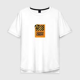 Мужская футболка хлопок Oversize с принтом DANGER , 100% хлопок | свободный крой, круглый ворот, “спинка” длиннее передней части | Тематика изображения на принте: внимание | знак опасности | опасность | полосы | радиоактивный | стоять