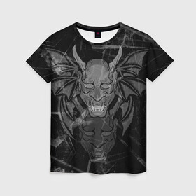 Женская футболка 3D с принтом The devil is inside , 100% полиэфир ( синтетическое хлопкоподобное полотно) | прямой крой, круглый вырез горловины, длина до линии бедер | evil | демон | дьявол | зло | клыки | крылья | монстр | рога | страшный | хоррор