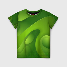Детская футболка 3D с принтом 3d Green abstract , 100% гипоаллергенный полиэфир | прямой крой, круглый вырез горловины, длина до линии бедер, чуть спущенное плечо, ткань немного тянется | luxury | versace | vip | абстракция | версаче | вип | паттерн | роскошь | текстуры
