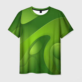 Мужская футболка 3D с принтом 3d Green abstract , 100% полиэфир | прямой крой, круглый вырез горловины, длина до линии бедер | luxury | versace | vip | абстракция | версаче | вип | паттерн | роскошь | текстуры