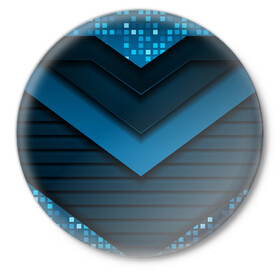 Значок с принтом 3D luxury blue abstract ,  металл | круглая форма, металлическая застежка в виде булавки | luxury | versace | vip | абстракция | версаче | вип | паттерн | роскошь | текстуры