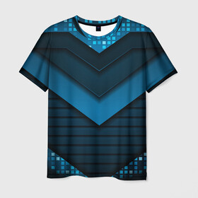 Мужская футболка 3D с принтом 3D luxury blue abstract , 100% полиэфир | прямой крой, круглый вырез горловины, длина до линии бедер | luxury | versace | vip | абстракция | версаче | вип | паттерн | роскошь | текстуры