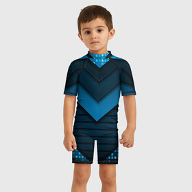 Детский купальный костюм 3D с принтом 3D luxury blue abstract , Полиэстер 85%, Спандекс 15% | застежка на молнии на спине | Тематика изображения на принте: luxury | versace | vip | абстракция | версаче | вип | паттерн | роскошь | текстуры